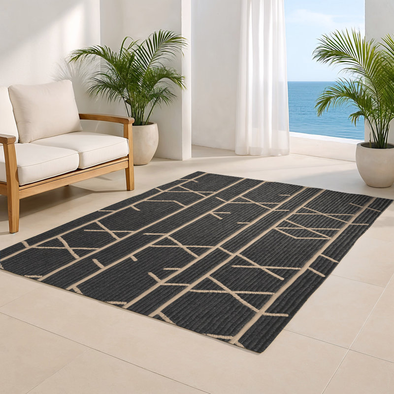 Trellis Gray Indoor and Outdoor Area Rug, Rectangle 8' x 10'