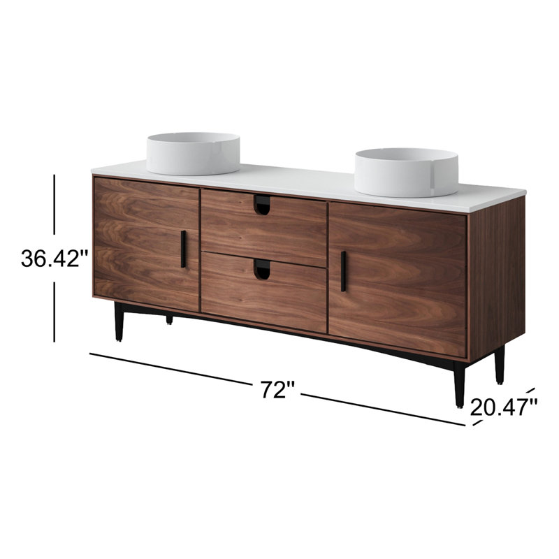 Portree 72" W Double Vanity, Walnut