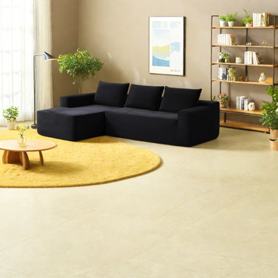 Canapé modulaire spacieux de 105 po, structure en mousse et à ressorts, tissu en velours côtelé moderne pour les espaces de vie
