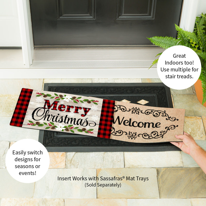 Winter Christmas Sentiments Sassafras Switch 22 in. x 10 in. Non-Slip Outdoor Door Mat