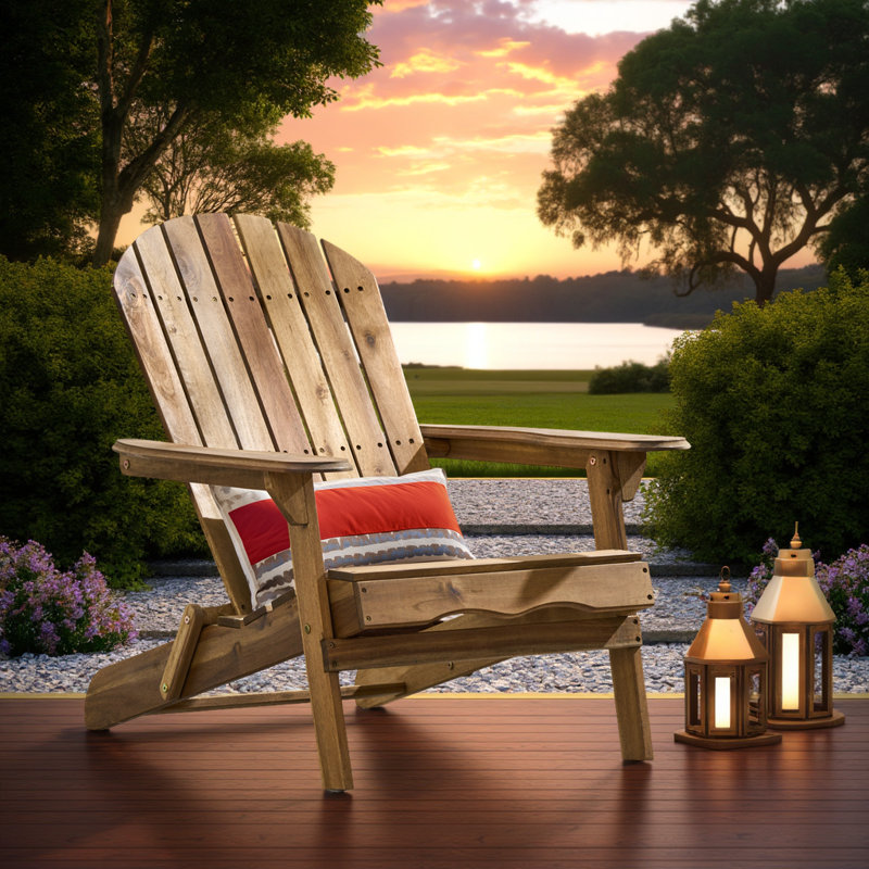 Chaise Adirondack pliante en bois d'acacia, Brun