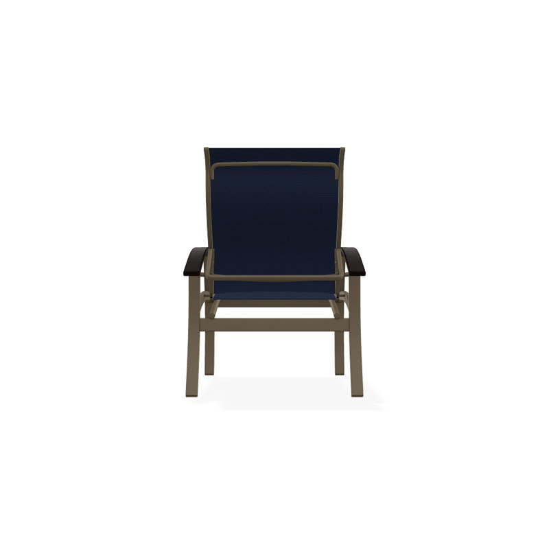 Chaise de patio Askar, Bois de plage texturé, Bleu marine 13D Sunbrella®, Noir