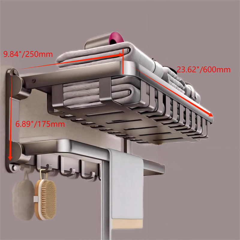 Porte-serviettes mural 24 po en aluminium