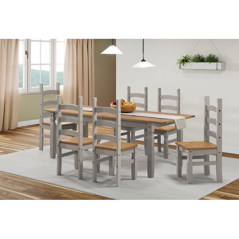 6 - Person Extendable Pine Solid Wood Dining Set
