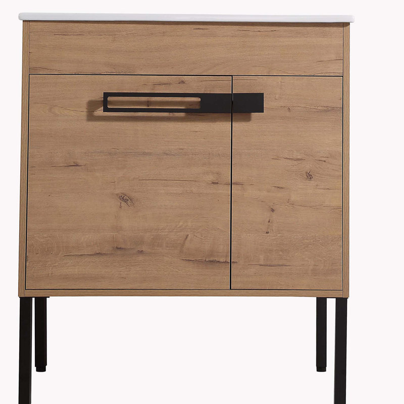 Freestanding Bathroom Vanity or Floating is Optional Conversion, Imitative Oak