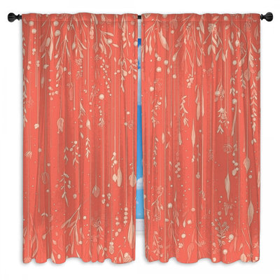 Floral Window Curtains  Art Sheer & Room Darkening - 2 Panels