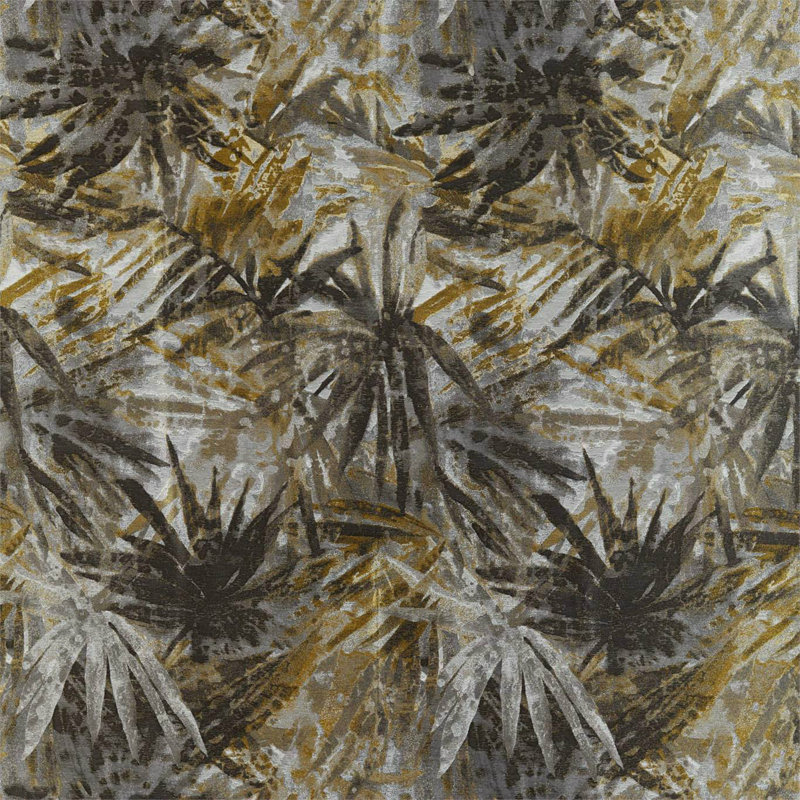 Celadon Fabric, Saffron/Charcoal/Steel