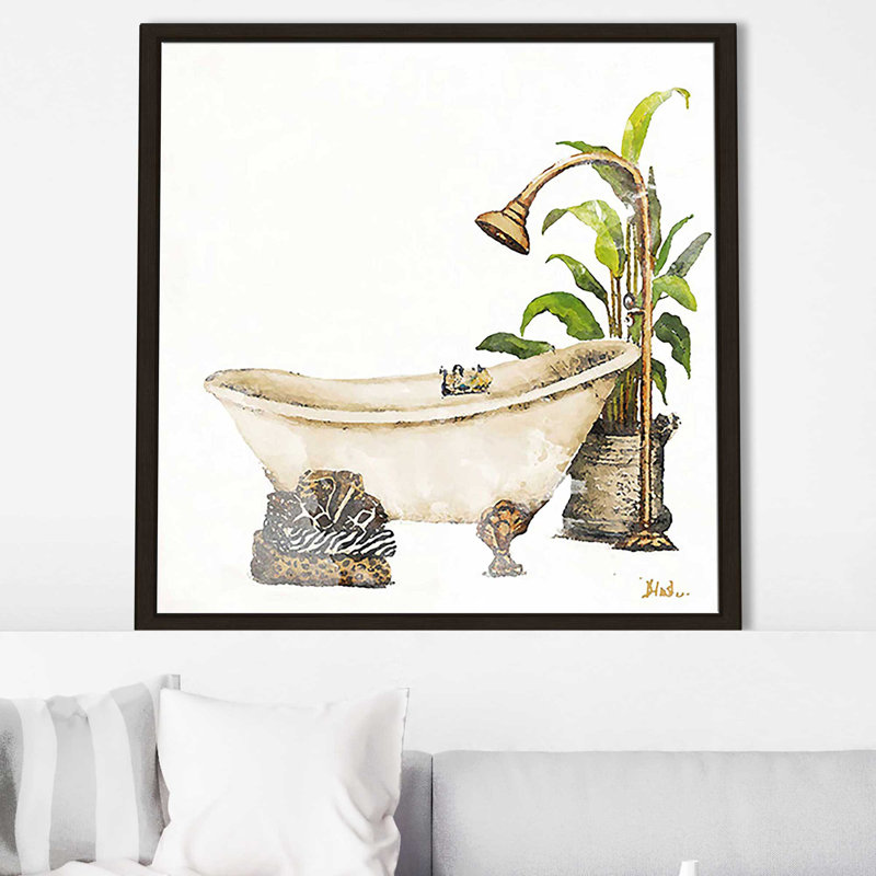 «Le Tub II» par Patricia Pinto, reproduction, Cadre flottant espresso, H 27,5 po x l 27,5 po x P 2 po