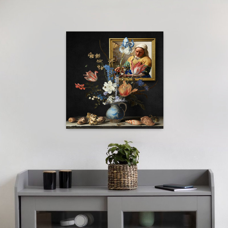 Art contemporain contemporain, coloré, élégant, tulipe iris, art floral, H 18 po x l 18 po