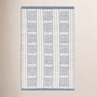 Terrace Green Ivory Flatweave Geometric Wool Rug