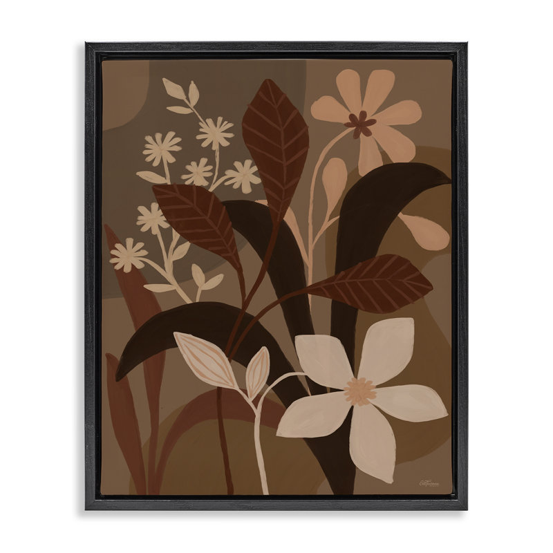 «Boho Plant Layers Floater», art mural par Cat Thurman Designs, Cadre flottant noir de jais, H 21 po x l 17 po