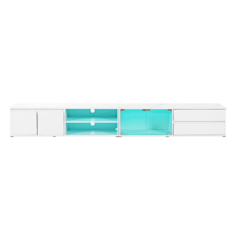 Console multimédia à DEL avec portes en verre trempé APP