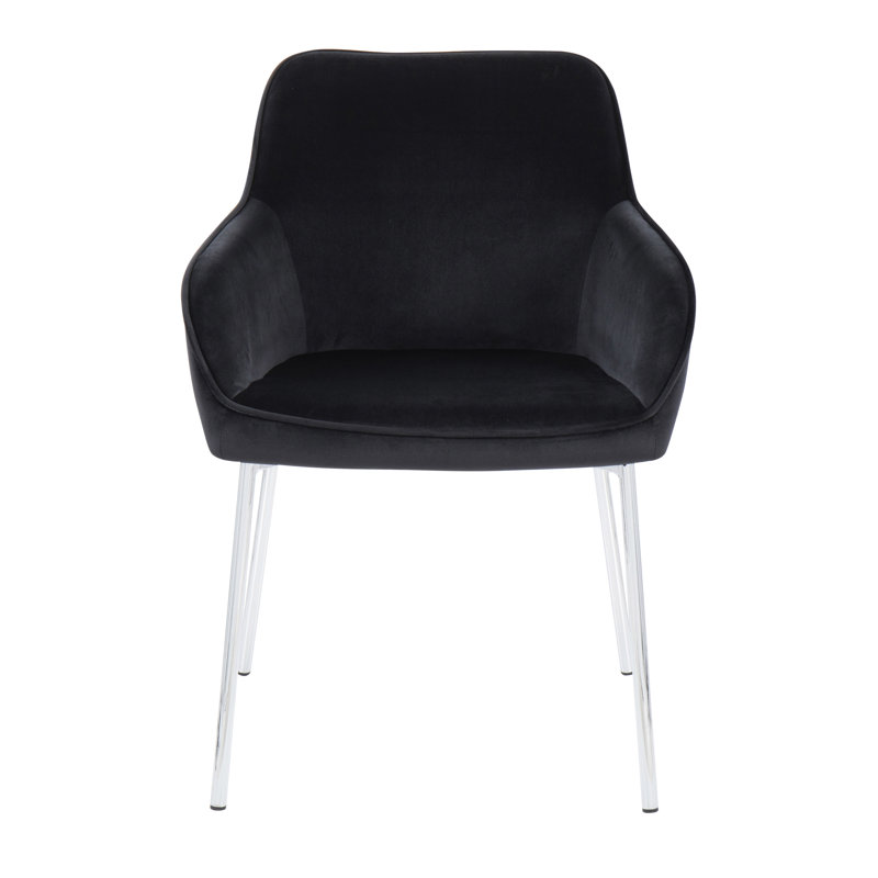 Cyr 19'' H Velvet Upholstered Armchair, Black, Chrome