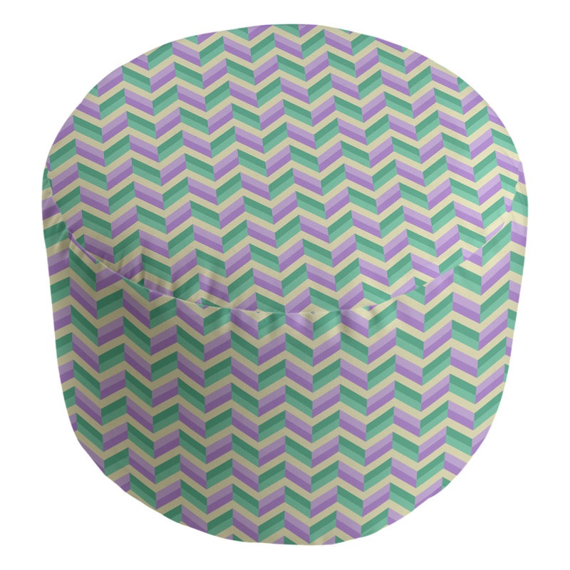 repose-pieds à chevrons Leffel, Mauve / Vert / Jaune