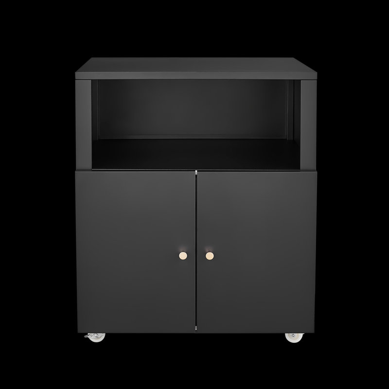 Classeur de bureau avec roulettes, classeur mobile avec tablette ouverte, Noir