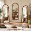Miroir arqué pleine longueur avec cadre en bois massif pour le salon de la chambre à coucher-934834182