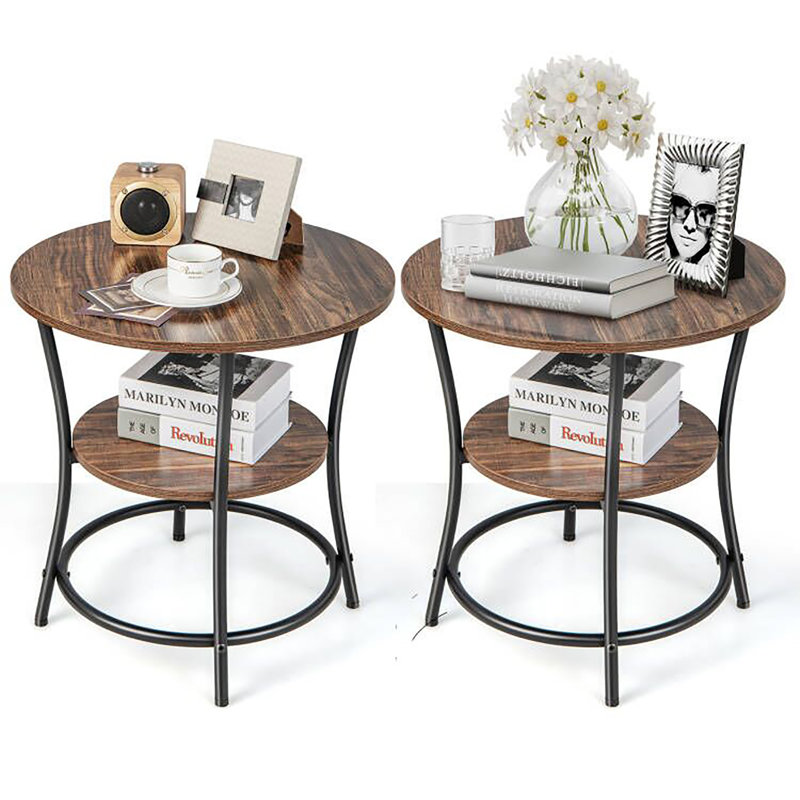 Harunobu 21.5'' W Metal Nightstand, Brown/Black
