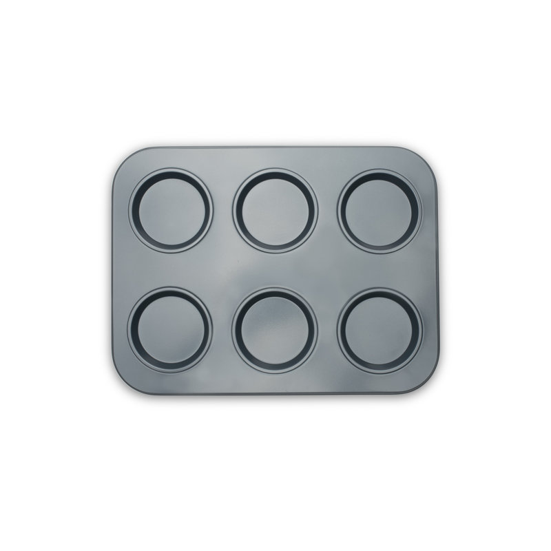 Fox Run Brands Non-Stick 6 Cup Large Shallow Muffin Pan