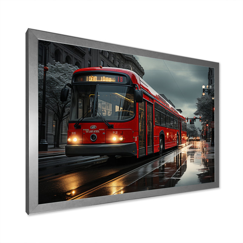 Red City Bus Rhyth II - impression, Cadre simple argenté, H 16 po x l 32 po x P 1 po