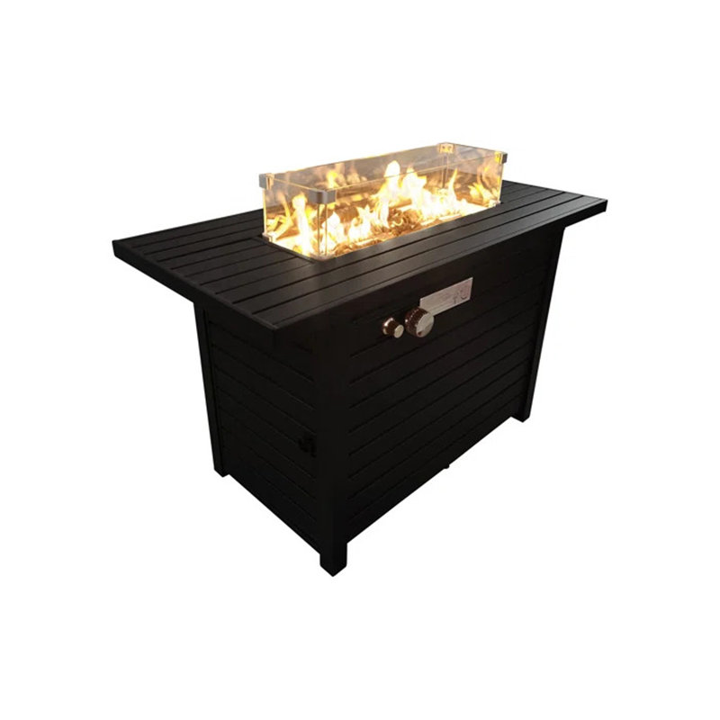 Table foyer au propane en acier 24 po avec couvercle, Noir, H 24 po x l 42 po x P 20 po