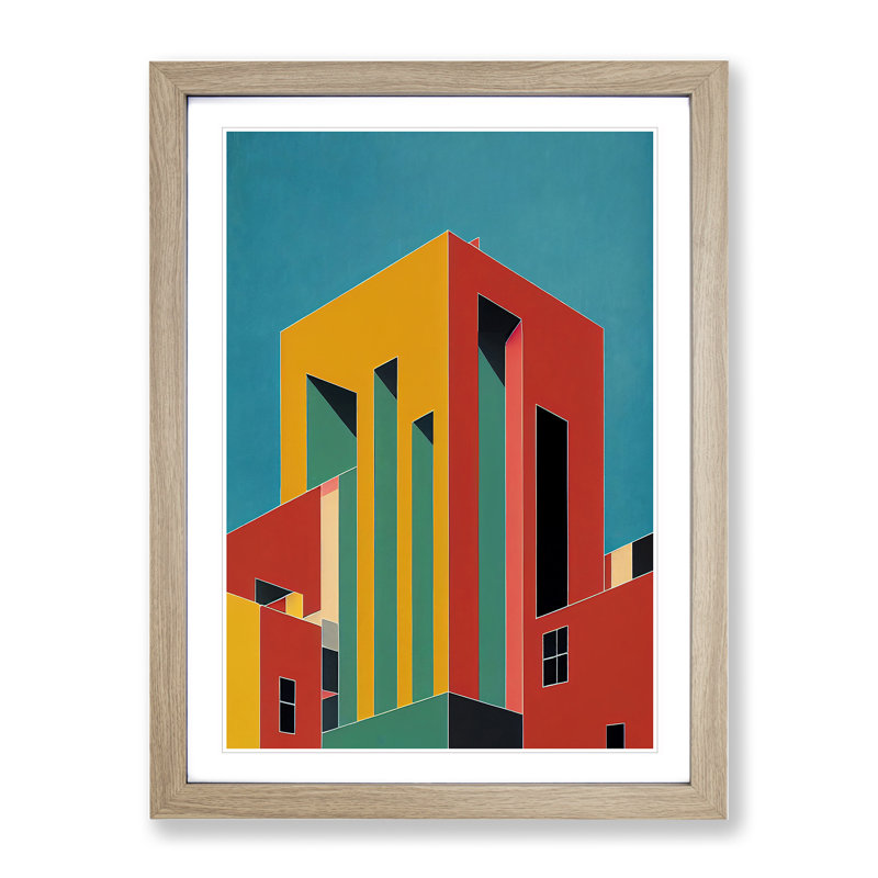 Bold Architecture No.3 Abstract - Wall Art, 48cm H x 36cm W, Oak Framed, White