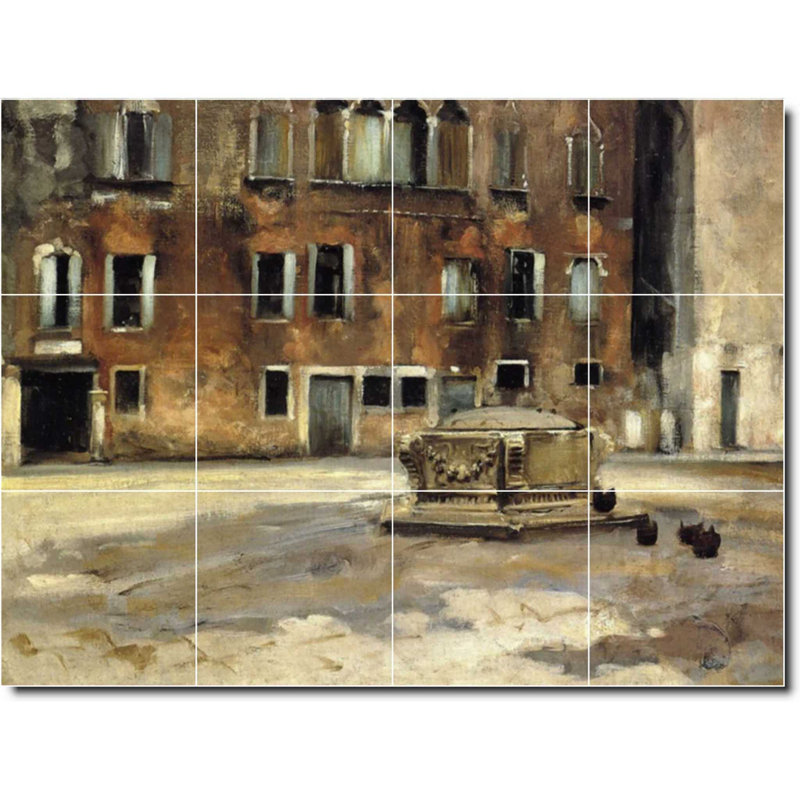 Carreau de céramique décorative 24 po x 18 po 6 po x 6 po, Peinture de John Sargent City W07908