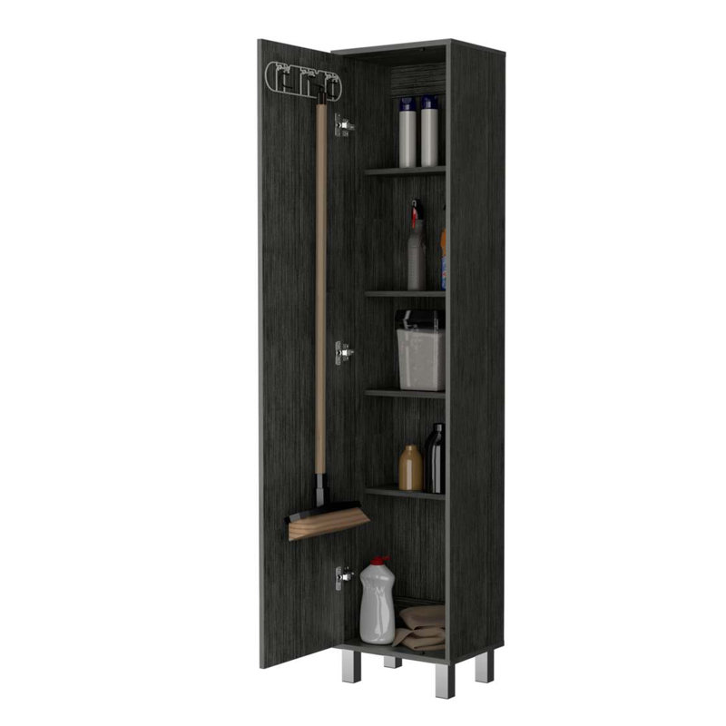 3 Broom Hangers Tall Storage Cabinet