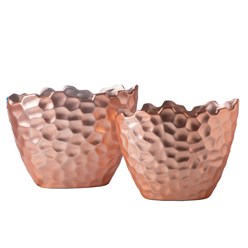 Pease Ceramic Pot Planter, Rose Gold