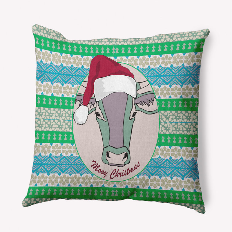 Coussin décoratif géométrique intérieur / extérieur en polyester, 16 po x 16 po