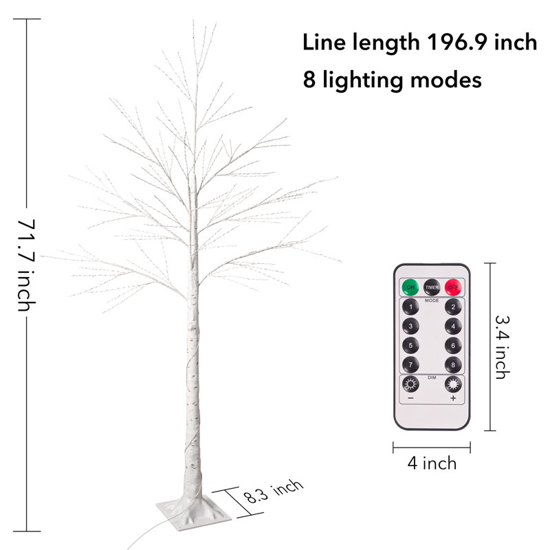Lampe sur pied en bouleau artificiel éclairé