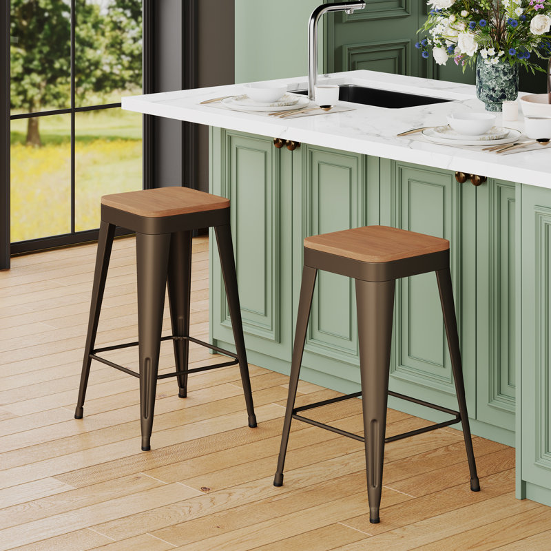 Comptoir et tabourets de bar en métal, Tabouret de bar (siège d'une hauteur de 30 po), Rouillé