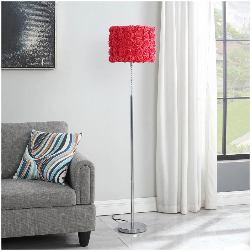 Lampe sur pied en acrylique / métal 63 po In Red Roses In Bloom, Rouge