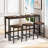 Modern Design Kitchen Dining Table,Pub Table,Long Dining Table Set With 3 Stools,Easy Assembly,Dark Brown