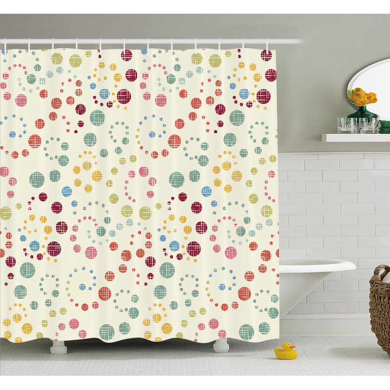 Ceil Blue Grunge Polka Dots Polyester Shower Curtain with Hooks
