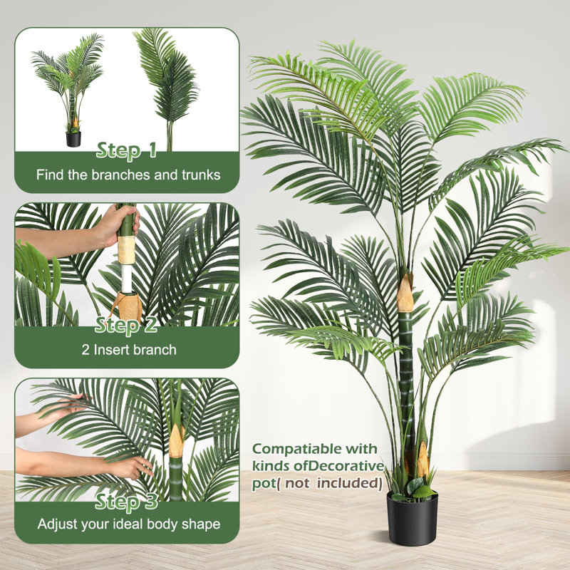6FT Artificial Palm Tree,Fake Tree With Black Planter