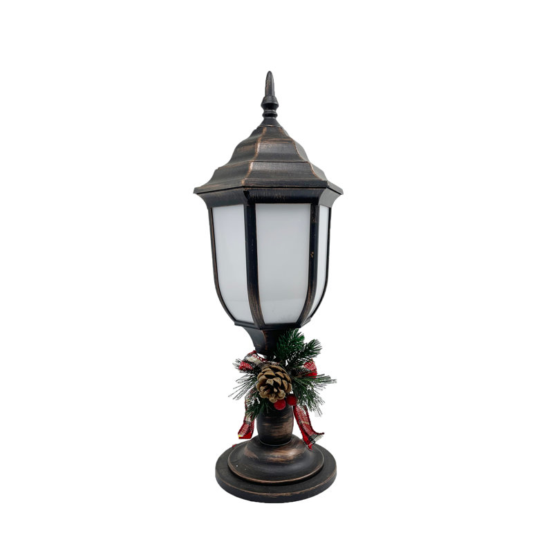 Brushed Bronze Plastic Lantern with Fireglow LEDs