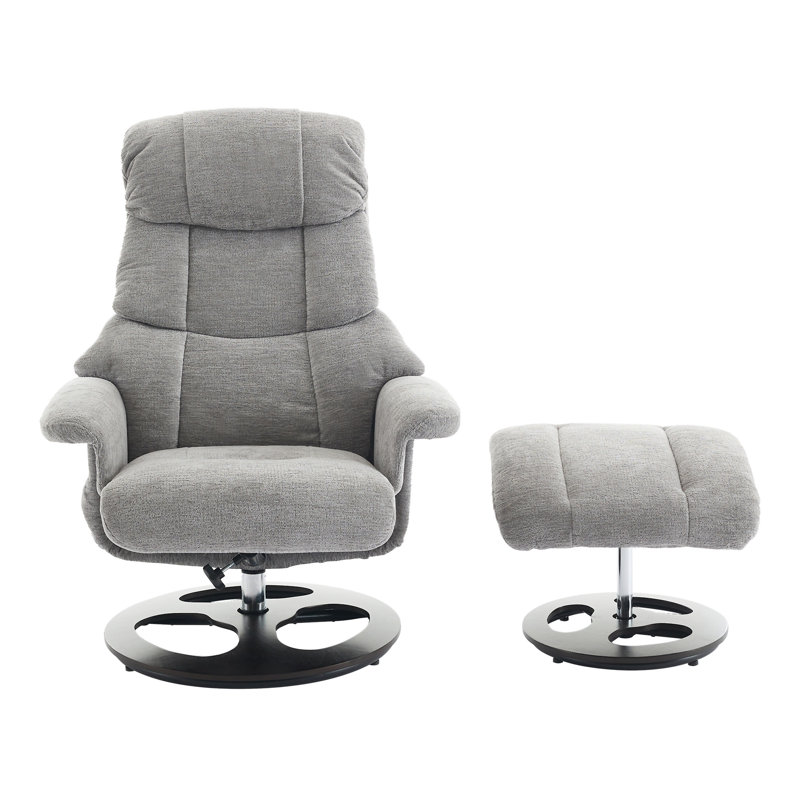 010-Ergonomic Recliner Chair With Ottoman, Gray