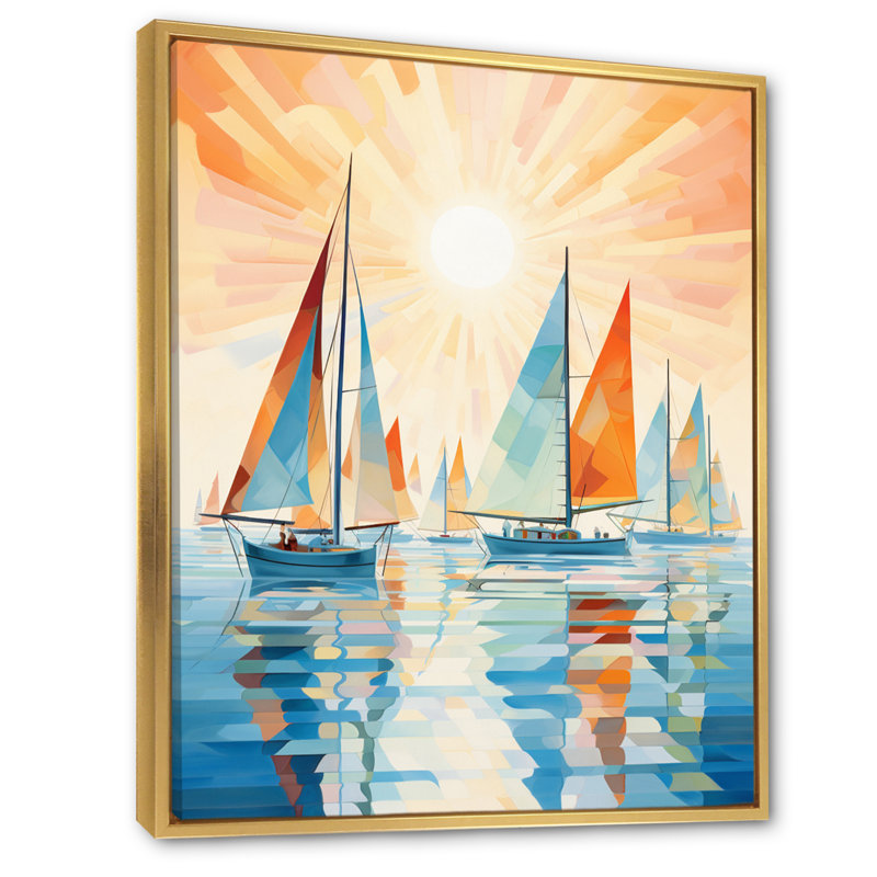 Minimalisme voilier Rhythms X - nautique et plage, reproduction d'art sur toile, H 44 po x l 34 po x P 1,5 po