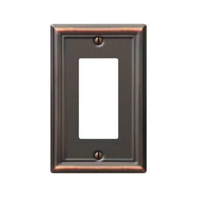 Amerelle Chelsea Aged Bronze 1 gang Stamped Steel Decorator Wall Plate 1 pk