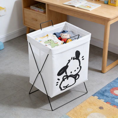 Foldable Laundry Hamper With Stand For Dorm Bathroom, Cotton Linen Fabric Collapsible Dirty Clothes Basket, Portable Storage Organizer