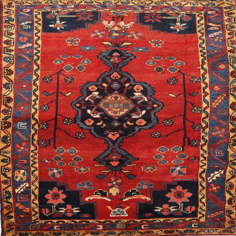 Tapis oriental rouge et bleu, Rectangle 2 pi x 5 pi