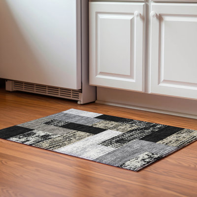Premium Machine Washable Prisco Black Rug