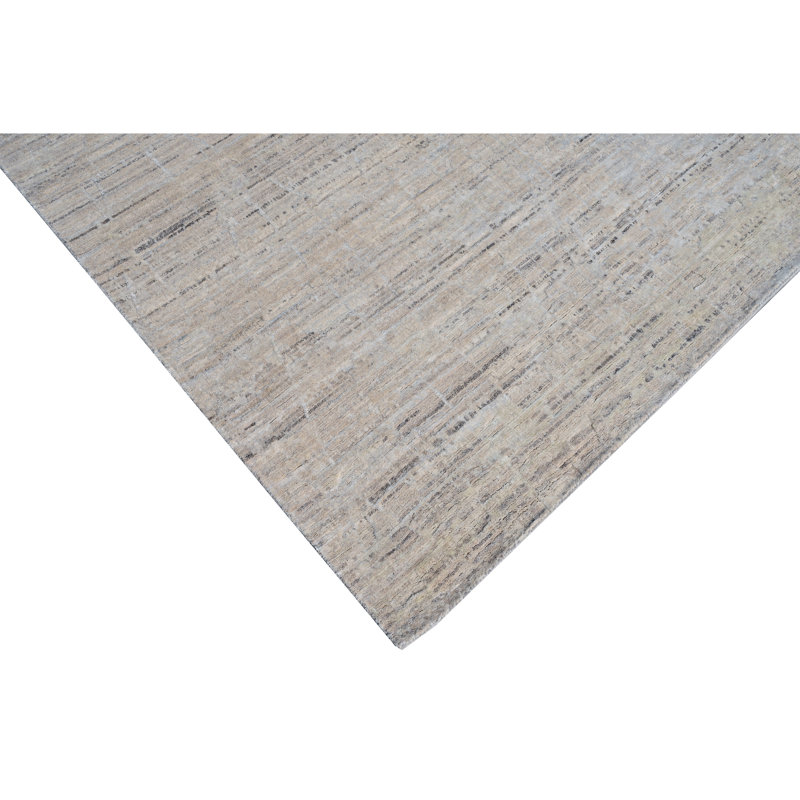 Hand Knotted Abstract Area Rug in Beige, Rectangle 6' x 9'