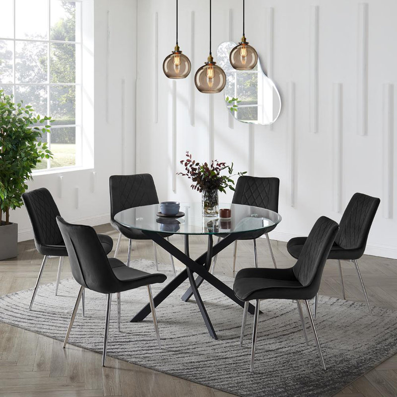 Ajita 6 - Person Dining Set, Black