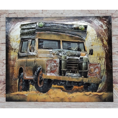 Off Road Safari Jeep Painted Metal 3D Hanging Wall Art