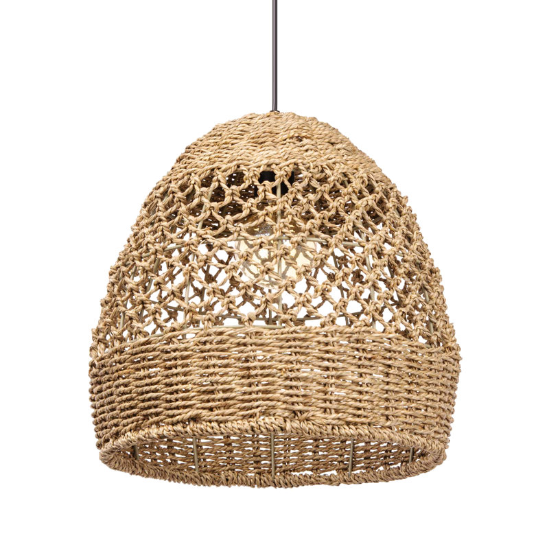 Artibrannan 1 - Light Seagrass Dome Pendant, 13.77" H x 13.77" W x 13.77" D