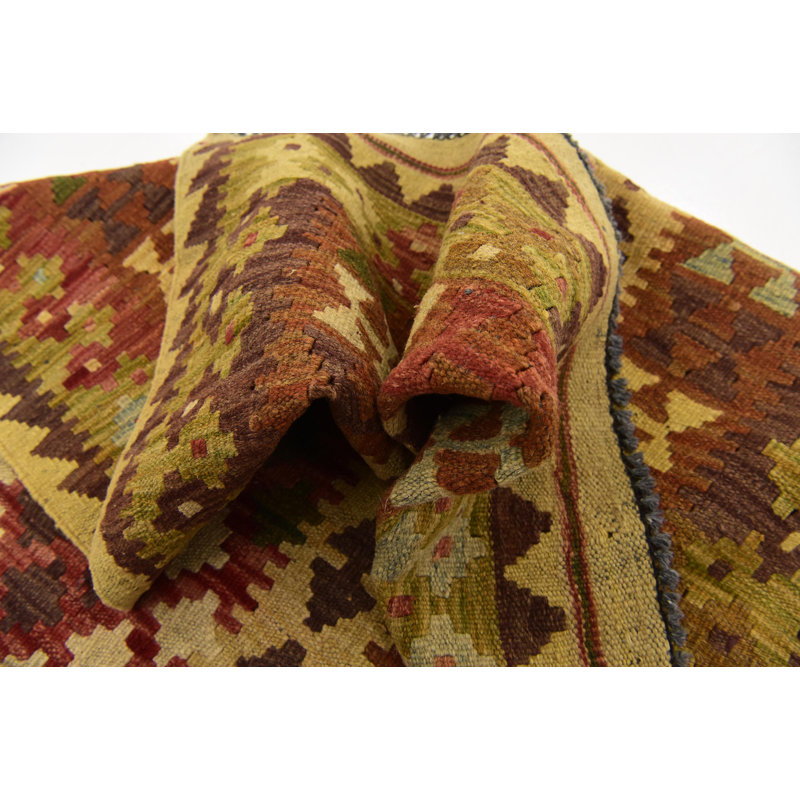 Tapis de zone en laine 3 pi 4 po x 5 pi 5 po one-of-kind noué la brown Doorfield