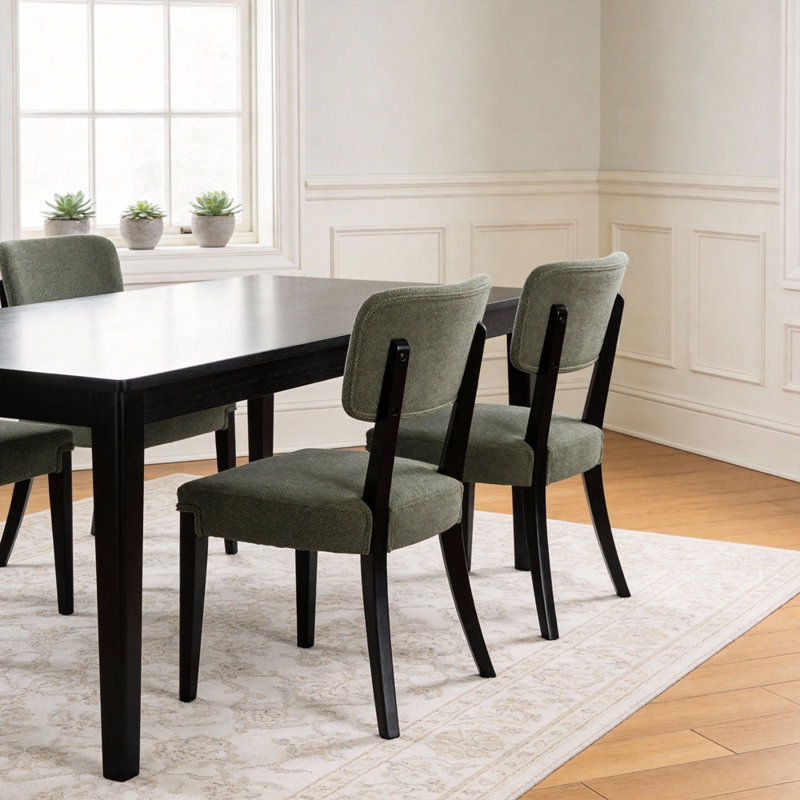 Ensemble de 2 chaises de salle à manger modernes sans accoudoirs, Vert, Noir