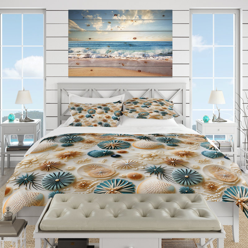 Literie Coastal Neutrals Boho Collage I, Housse de couette simple + 1 taie décorative stan