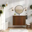 Meuble-lavabo peu encombrant en noyer avec évier en céramique, style moderne